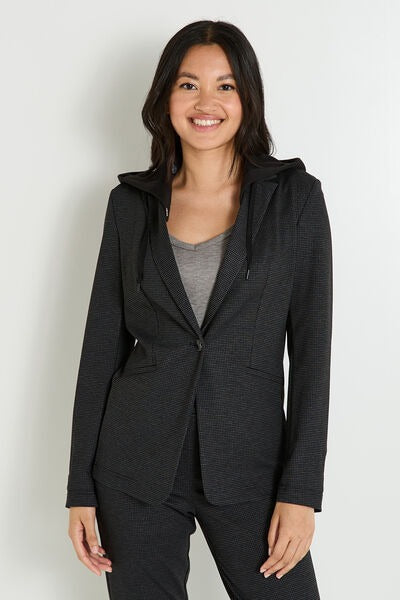 Blazer en maille capuche amovible fem