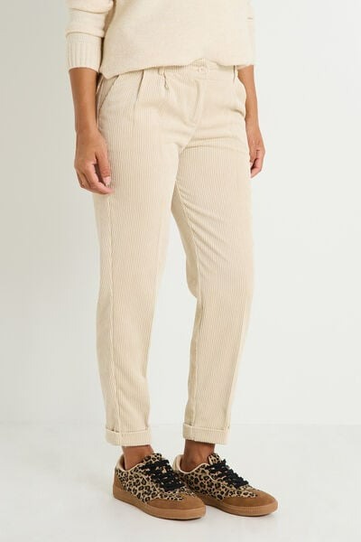 Pantalon velours à revers femme