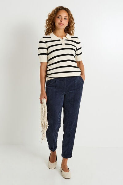 Pantalon velours à revers femme