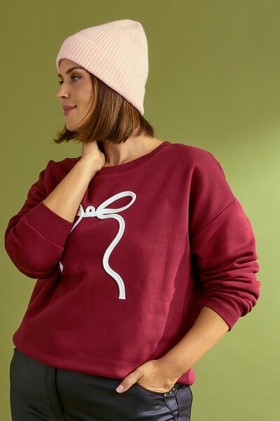 Sweat nœud brodé femme